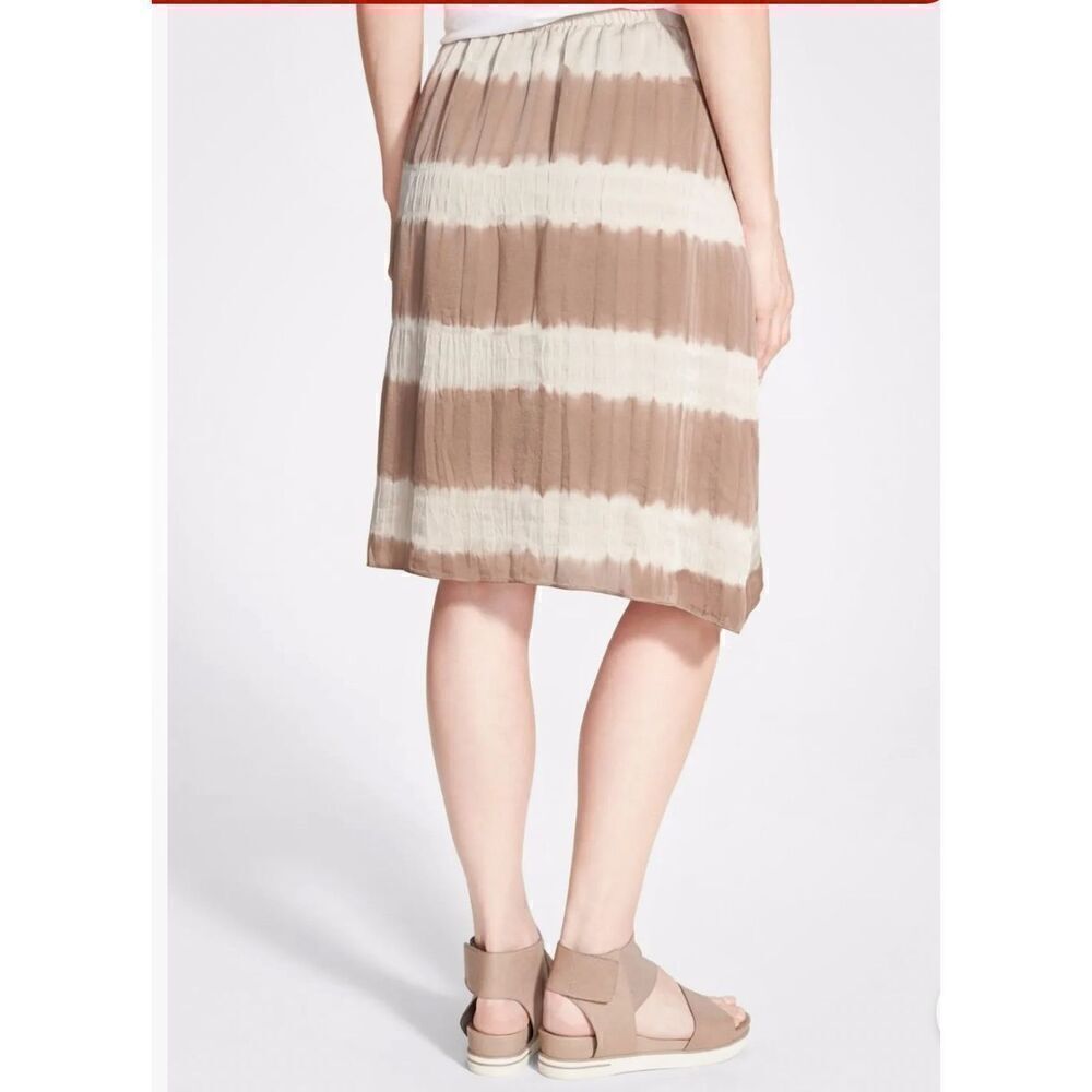 The Fisher Project Eileen Fisher Mocha Silk Shibori Dyed Lantern Short Skirt M